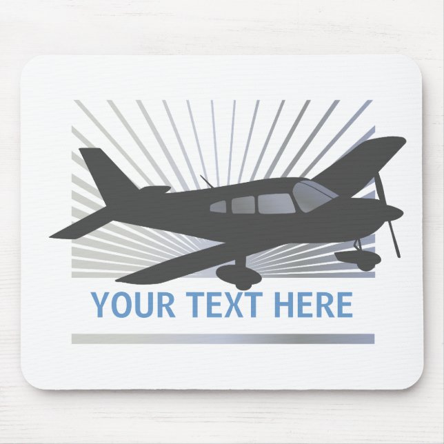Customise Text - Low Wing Aeroplane Mouse Pad (Front)