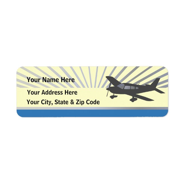 Customise Text - Low Wing Aeroplane Return Address Label (Front)