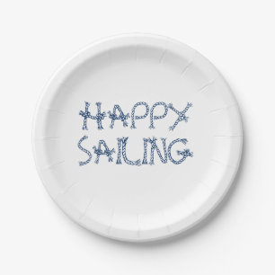 Customise text nautical sailing rope knots party paper plate
