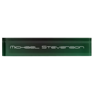 Customise Text Professional Modern Green Nameplate