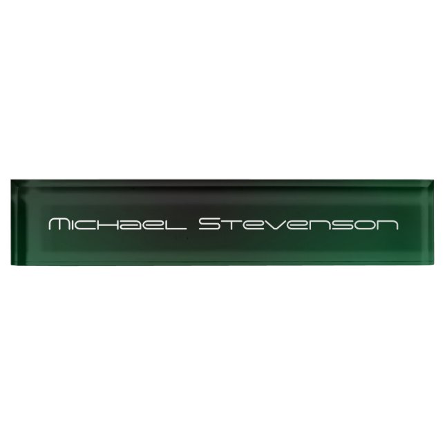 Customise Text Professional Modern Green Nameplate (Front)