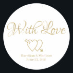 customise text Wedding gift favour tag stickers<br><div class="desc">customise text,  name Wedding gift favour tag stickers
with love
two hearts</div>