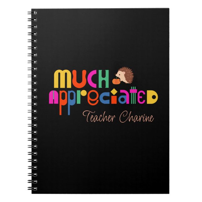 Customise Thank you theme colourful text on black Notebook (Front)