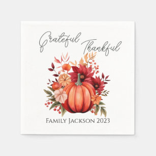 Customise Thanksgiving Rustic Red Pumpkin Napkin