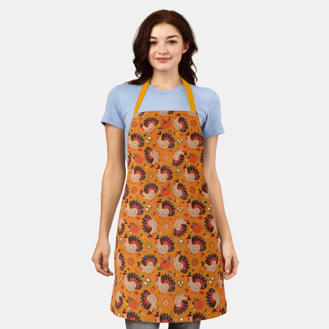 Customise Thanksgiving Turkey Day Fall Autumn Chef Apron (Worn)