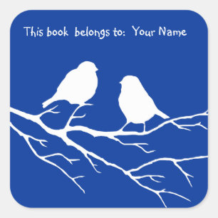 Customise the Colour Two Birds in Tree Nature Square Sticker