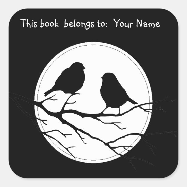 Customise the Colour Two Birds in Tree Nature Square Sticker (Front)