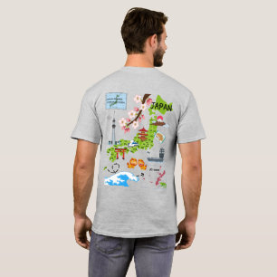 Customise the front, Fun Japanese Map Design back T-Shirt