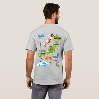 Customise the front, Fun Japanese Map Design back T-Shirt
