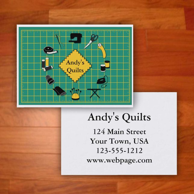 Customise the Label Business Card (Customize this fun business card with Quilters Name and all contact info on the back)