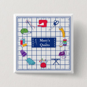 Customise the Label Quilt Time 15 Cm Square Badge