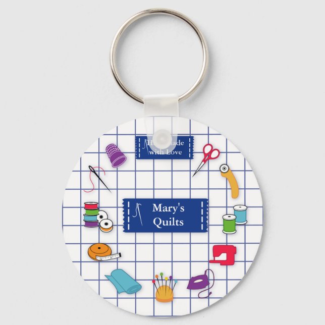 Customise the Label Quilt Time Key Ring (Front)