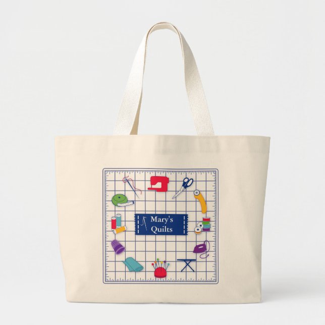 Customise the Label Quilt Time Large Tote Bag (Front)