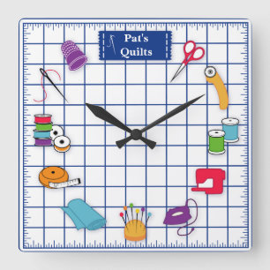 Customise the Label Quilt Time Square Wall Clock