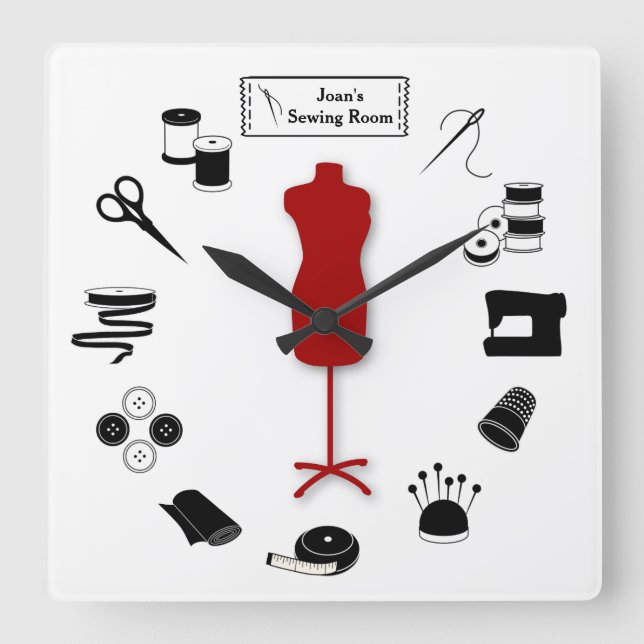 Customise the Label Sew Right Square Wall Clock (Front)