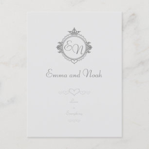 Customise the names, initials and phrase Love Announcement Postcard