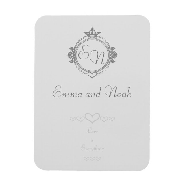 Customise the names, initials and phrase Love Magnet (Vertical)
