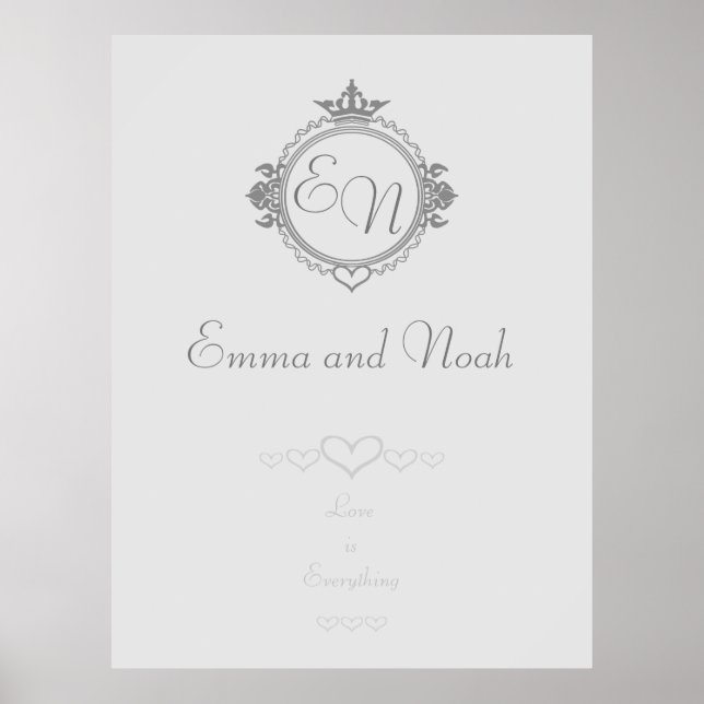 Customise the names, initials and phrase Love Poster (Front)