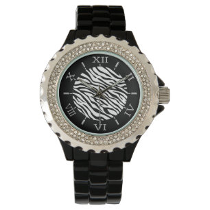 Customise this Background Colour Zebra Stripes Dia Watch