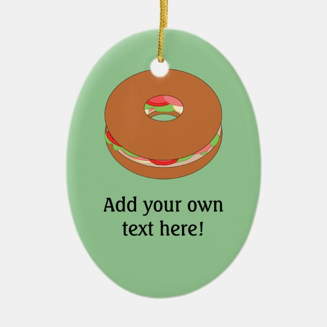 Customise this Bagel graphic Ceramic Tree Decoration (Front)