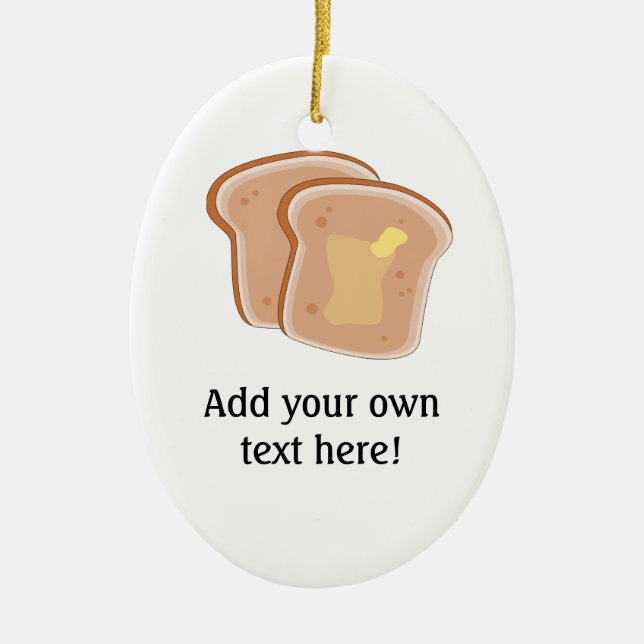Customise this Buttered Toast graphic Ceramic Tree Decoration (Front)