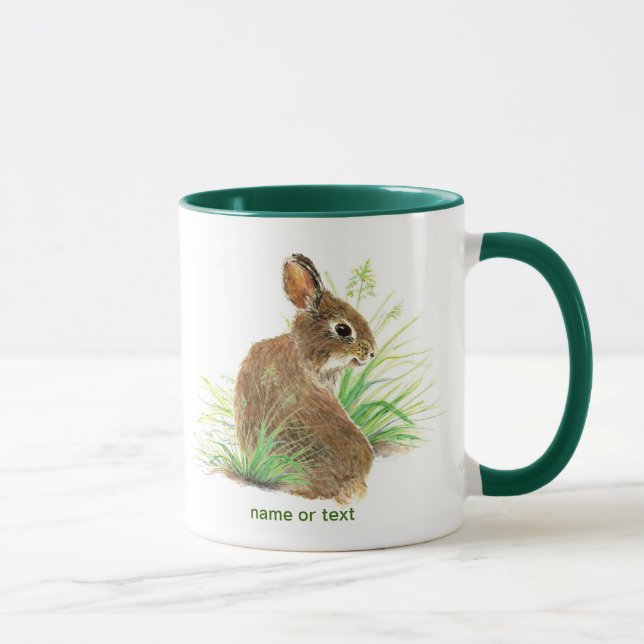 Customise this Curious Rabbit, Watercolor Animal Mug (Right)