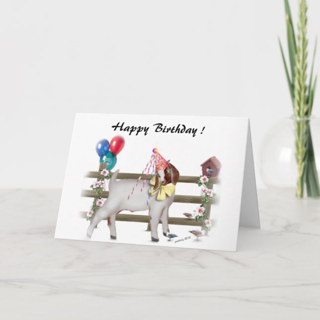 Customise THIS Cute Boer Goat Birthday Card (Front)