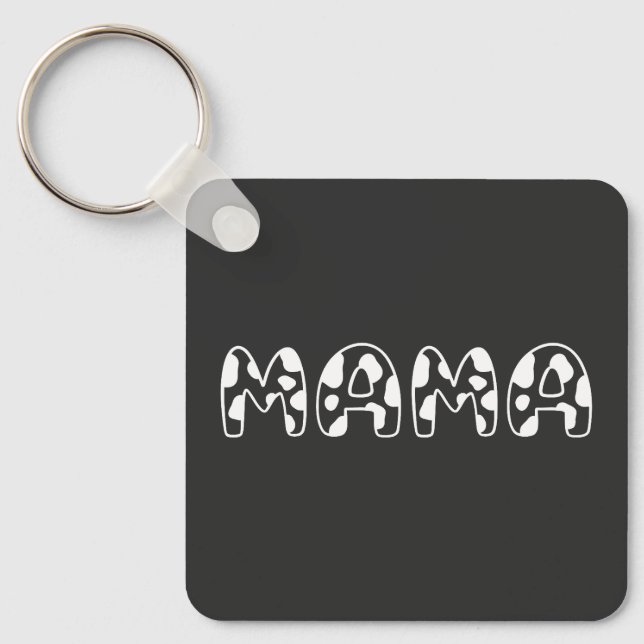 Customise This Design: Cow Mama Birthday Key Ring (Front)