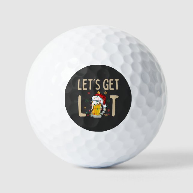 Customise This Design: Let's Get Lit Santa Hat Golf Balls (Front)
