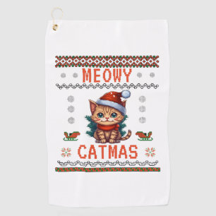 Customise This Design: Meowy Catmas Cat Christmas  Golf Towel