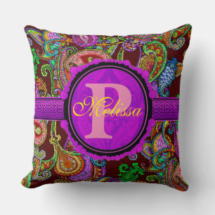Customise this gorgeous paisley and purple cushion