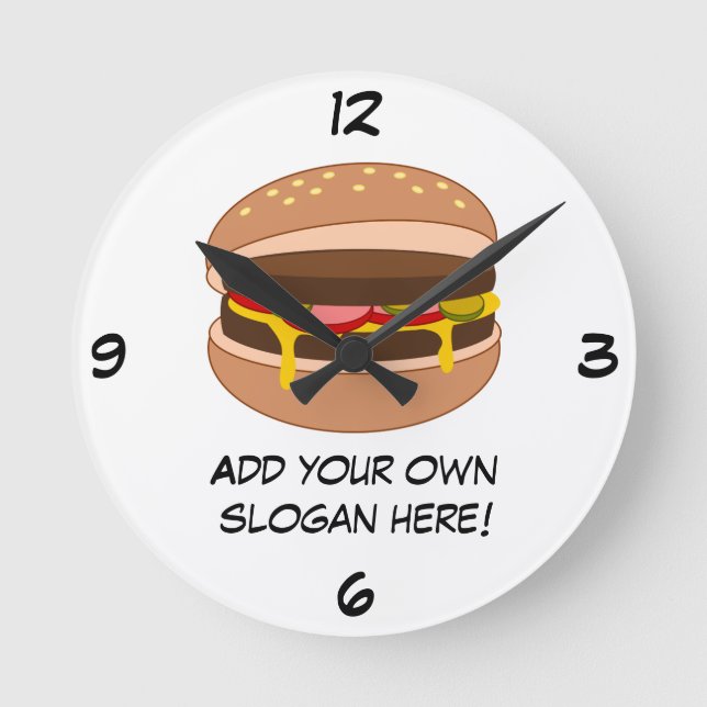 Customise this Hamburger graphic Round Clock (Front)