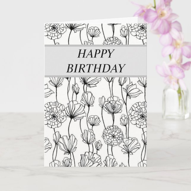 Customise This Happy Birthday Card - Flowers (Orchid)