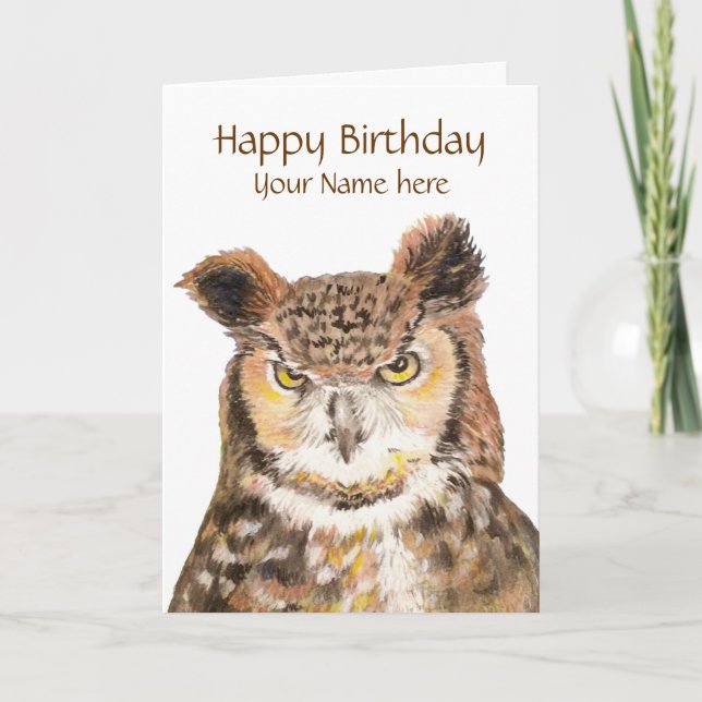 Customise this Insulting Cute Owl Birthday Card (Front)