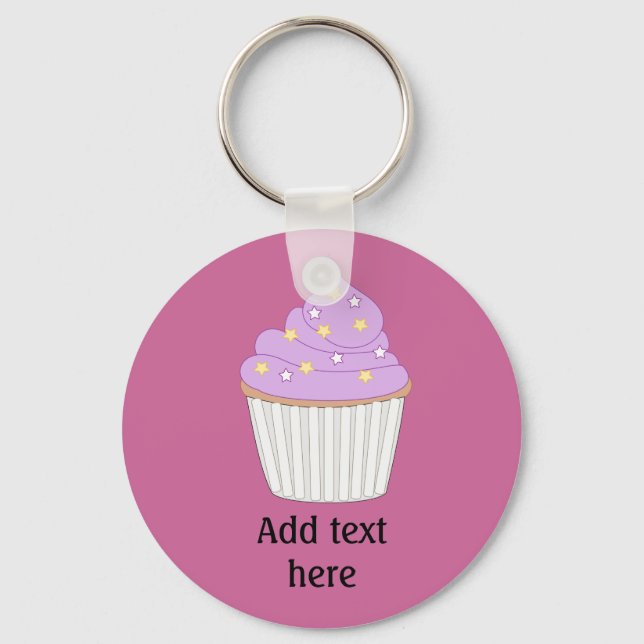 Customise this Lilac Cupcake graphic Key Ring (Front)