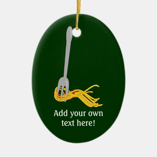 Customise this Spaghetti Pasta graphic Ceramic Tree Decoration (Front)