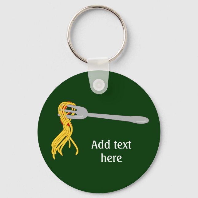 Customise this Spaghetti Pasta graphic Key Ring (Front)