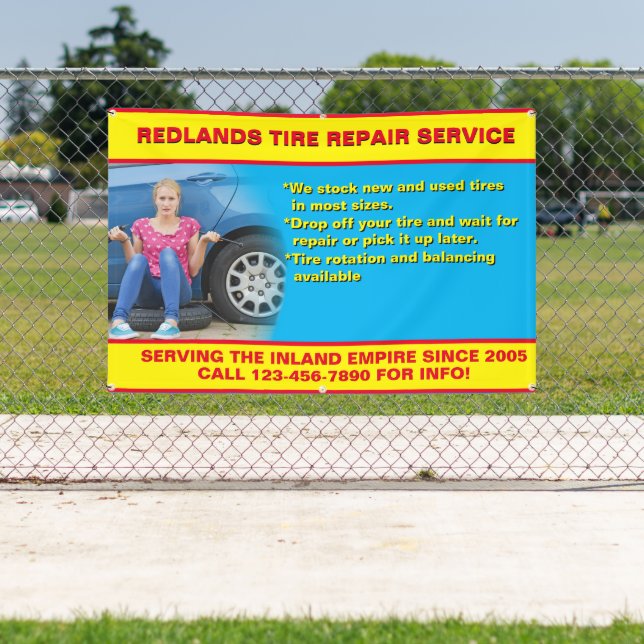 Customise Tire Repair Shop Photo Detailed Text Ban Banner (Insitu)