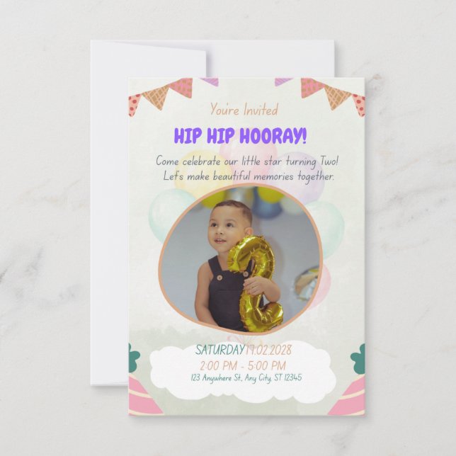 Customise Toddler Birthday Invitation  (Front)