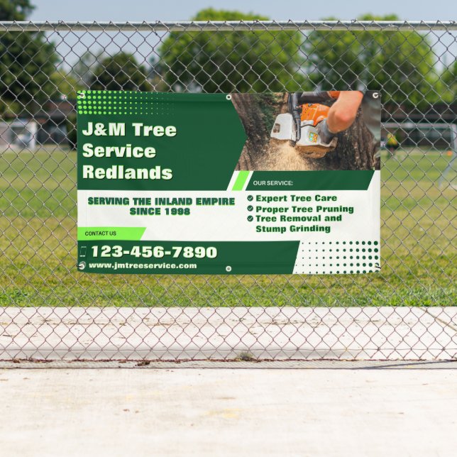 Customise Tree Service Arborist Stump Grinder Fenc Banner (Insitu)
