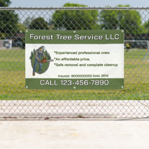 Customise Tree Service Man With Chainsaw Business Banner