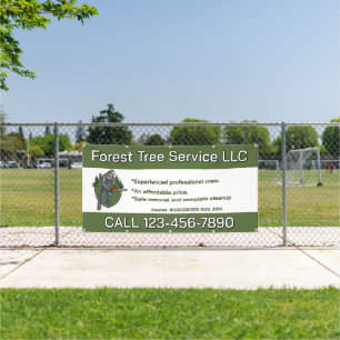 Customise Tree Service Man With Chainsaw Business Banner