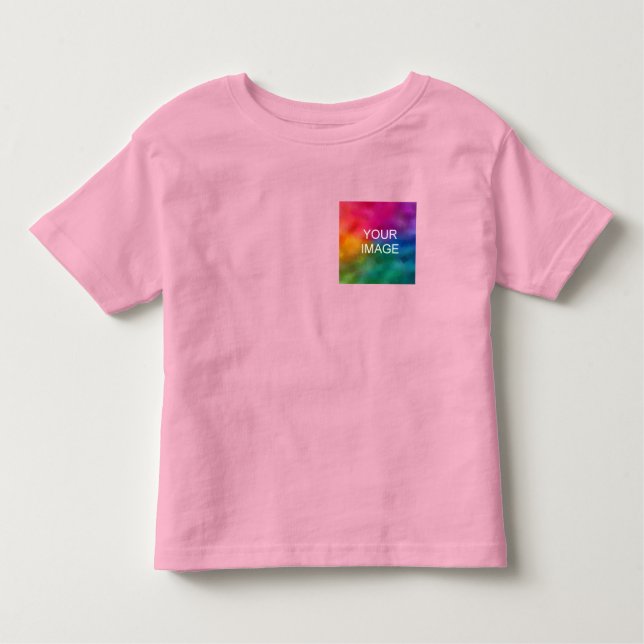Customise Trendy Pink Two Sides Template Add Image Toddler T-Shirt (Front)