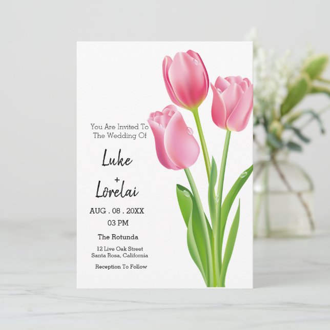 Customise Tulip Elegant Wedding Invitation (Standing Front)