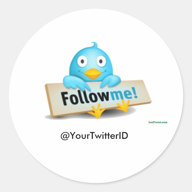 Customise Twitter ID Follow Me Bird Stickers (Front)