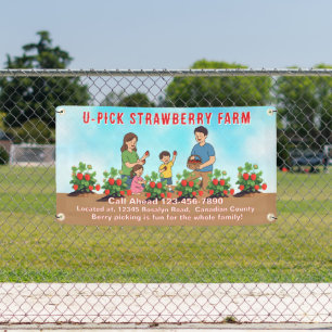 Customise U Pick Strawberries Farm Promo Roadway Banner