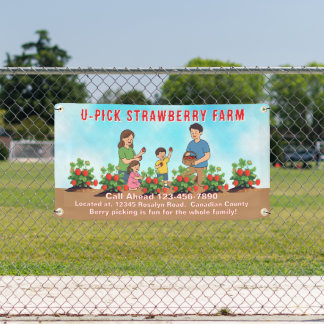 Customise U Pick Strawberries Farm Promo Roadway Banner