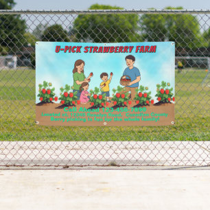 Customise U Pick Strawberries Farm Promo Roadway Banner