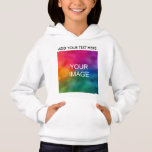 Customise Upload Photo Text Template Kids Girls<br><div class="desc">Customise Add Your Photo Text Image Template Kids Girls Light Steel Pullover Hoodie.</div>