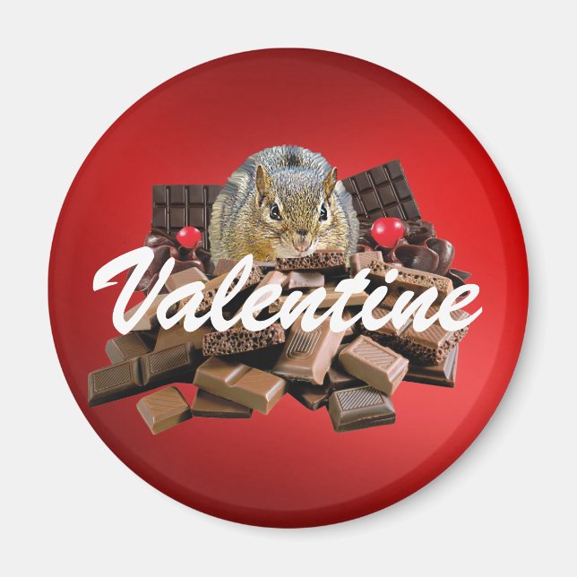 Customise Valentine’s Day Chocolate Chipmunk Magnet (Front)